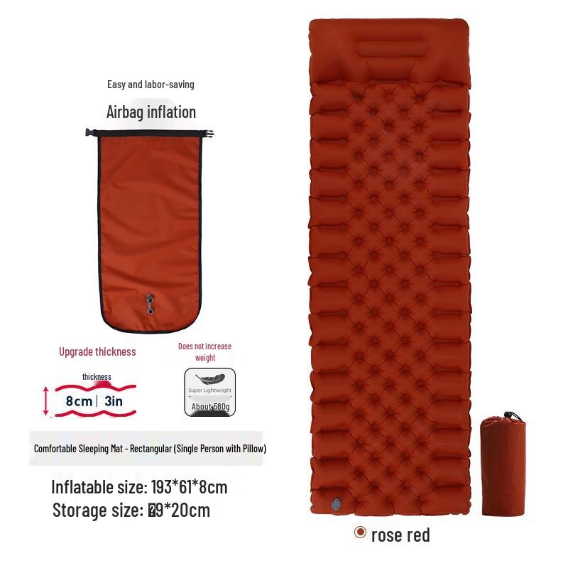 Outdoor Camping Inflatable Sleeping Pad with Pillow