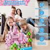 Non-Toxic Children Magnetic Building Set 100Pcs Free Build Pink Castle 3D Diy Creative Ornament Stem Educational Gift Holiday Present Box