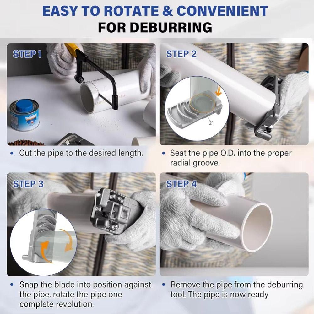 From 1-1/4 To 4-Inch PVC Pipe Deburring Tool Professional Deburring Reamer  Plastic Pipes
