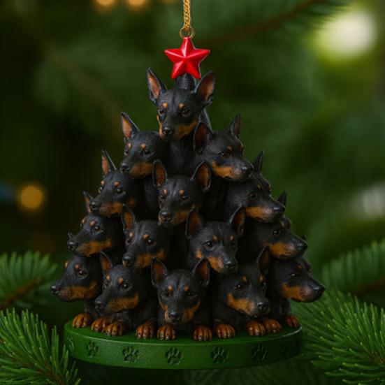 Christmas Acrylic Dog Hanging Decoration Holiday Party Winter Xmas Tree 2D Flat Acrylic Puppy