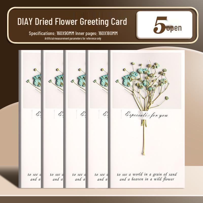 Handmade Dried Flower Greeting Card for Mother's Day, Thanksgiving, Birthdays & More