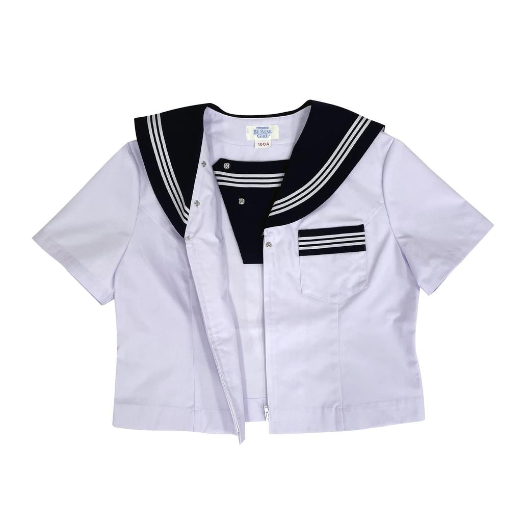 Summer Uniform Sailor Uniform with Open Front and Princess Lines 1366002 Girls 01 White 160A [Bicester Girl]
