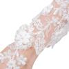 Luvas Longas de Renda Femininas Luvas de Noiva Sem Dedos com Alças para Dedos Pérolas Artificiais Elegantes Acessório de Luvas de Casamento para Chá da Tarde Baile Ópera Noite