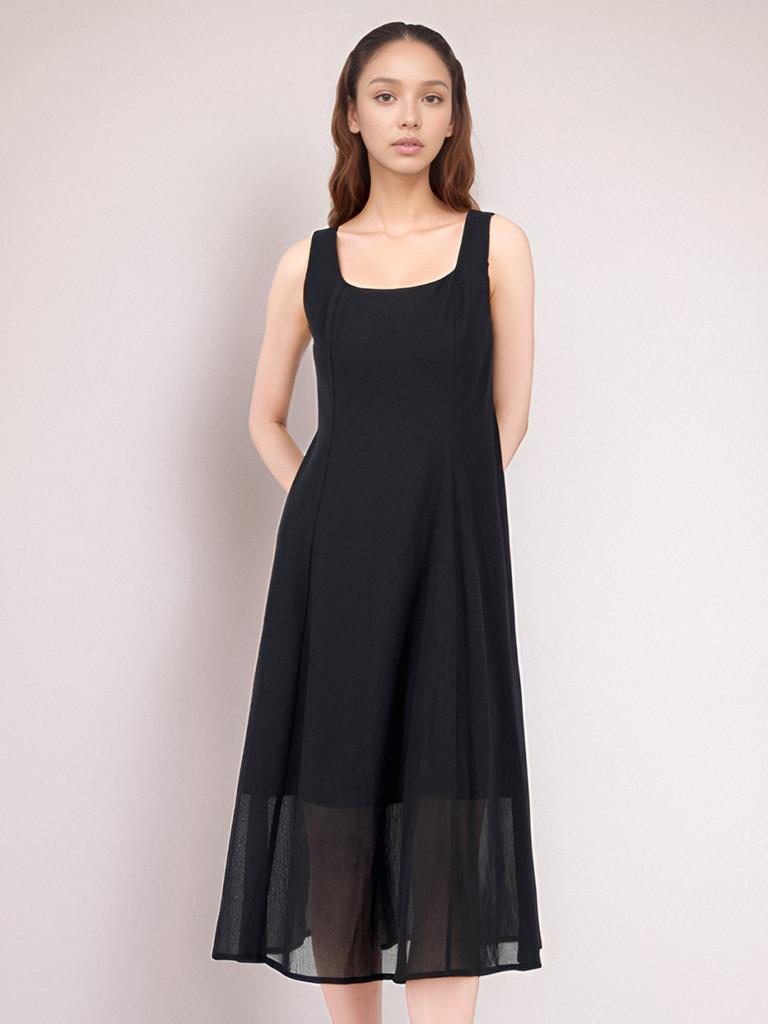 ACUD Sleeveless Sheer Dress_Black