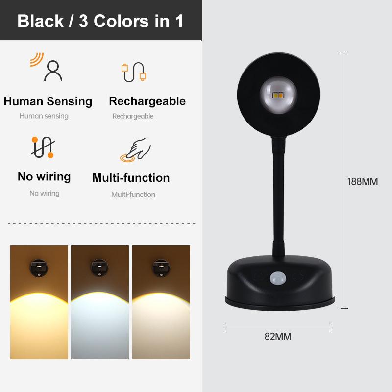 Spotlights USB Rechargeable Intelligent Human Sensing Wireless Wall Light Dimmable Led Spotlight for Lighting Paintings Pictures