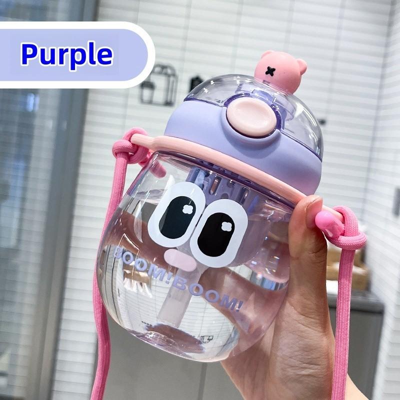 

Милый и забавный детский пластиковый стаканчик для воды с большими глазами, милый мультяшный студенческий стаканчик для воды, детский стаканчик с соломинкой фиолетовый