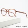 New Fashion Rice Nails Acetate Small Round Frame Photo Brown Gray Anti Blue Light Femal Presbyopic Prescription Reading Glasses