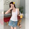 Korean Sexy Outer Wear Lace Hollow Backless Unique I-shaped Vest Women's Summer Super Good-looking Ootd Sleeveless Top