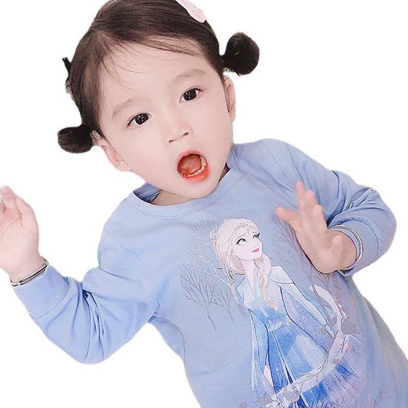Elsa Fairy Cute Cotton Pajamas for Girls: Long Sleeve Air Conditioning Wear Set