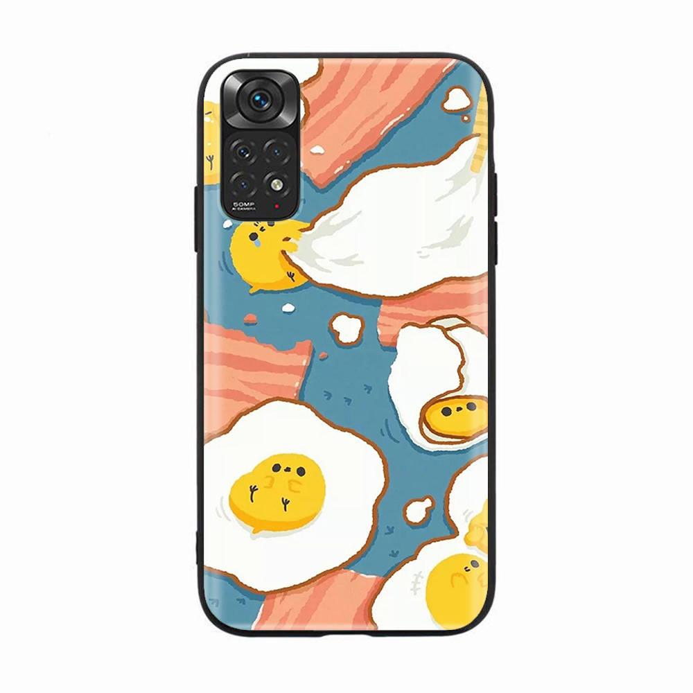 H-2 Gudetama Lady Egg Black Sofe Case for iPhone 16 15 Plus 14 13 Mini 12 11 Pro 8 6 6S SE 5 XR XS Max Realme C30 C33 C32 9I VIVO V29 V27 V23 Y36