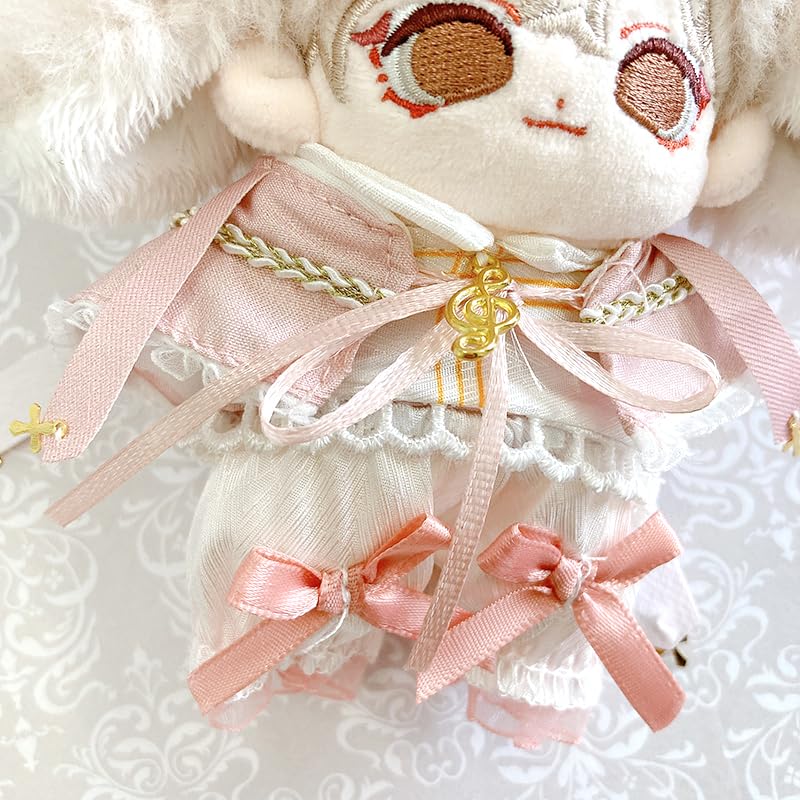 Beret, Cape, Shirt, and Pants 4-piece Set for Dolls 10-15cm Tall, Pink. [Used]