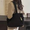 Women'S Large Capacity Corduroy Tote Bag with Multiple Compartments and Side Pockets, Zipper Closure, Fixed Shoulder Straps Casual Travel & Work Bag