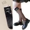 Pack of 1 Pair Girls Breathable Mesh Knee Length Socks Bowknot Accent Socks Stretchy Comfort for 3-10Y Kids