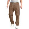 Men's Classic Outdoor Loose Casual Multi-pocket Work Pants, Youth Stretch Waist Straight Pants