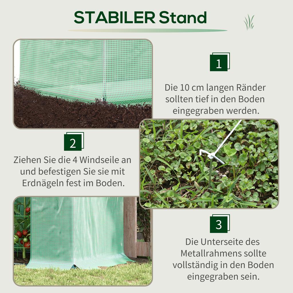 Small Walk-in Garden Greenhouse with Steel Frame, Large Roll-up Door and Windows, 200Lx76Wx168Hcm, Green