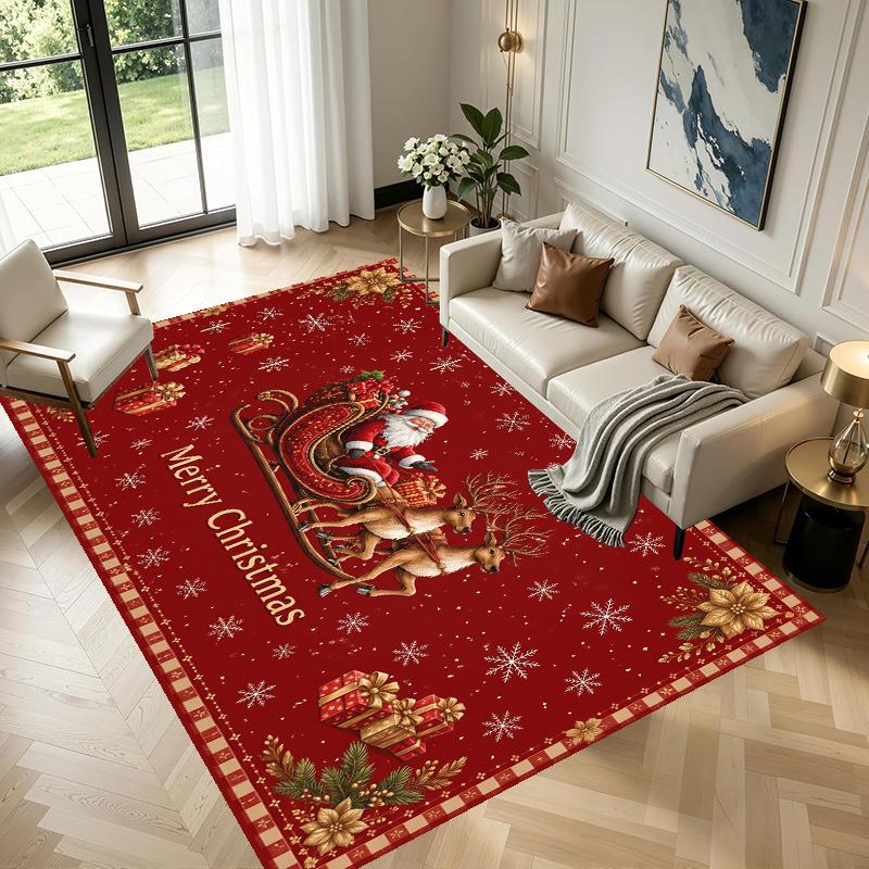 Christmas Pattern Square Area Rug Comfort Indoor Floor Carpet For Home Holiday Gift