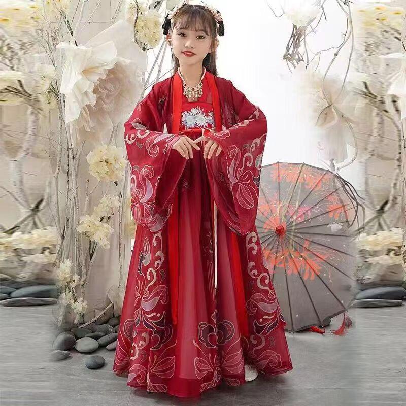 Retro Chinese Hanfu Dress Imitation Chinese Tang Dynasty Girls Dress
