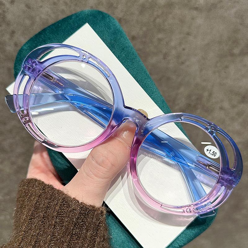 Colorful Large Round Frame Reading Glasses Women Men New Stylish Far Sighted Eyewear High Quality Prescription Glasses 0+1.0+4.0