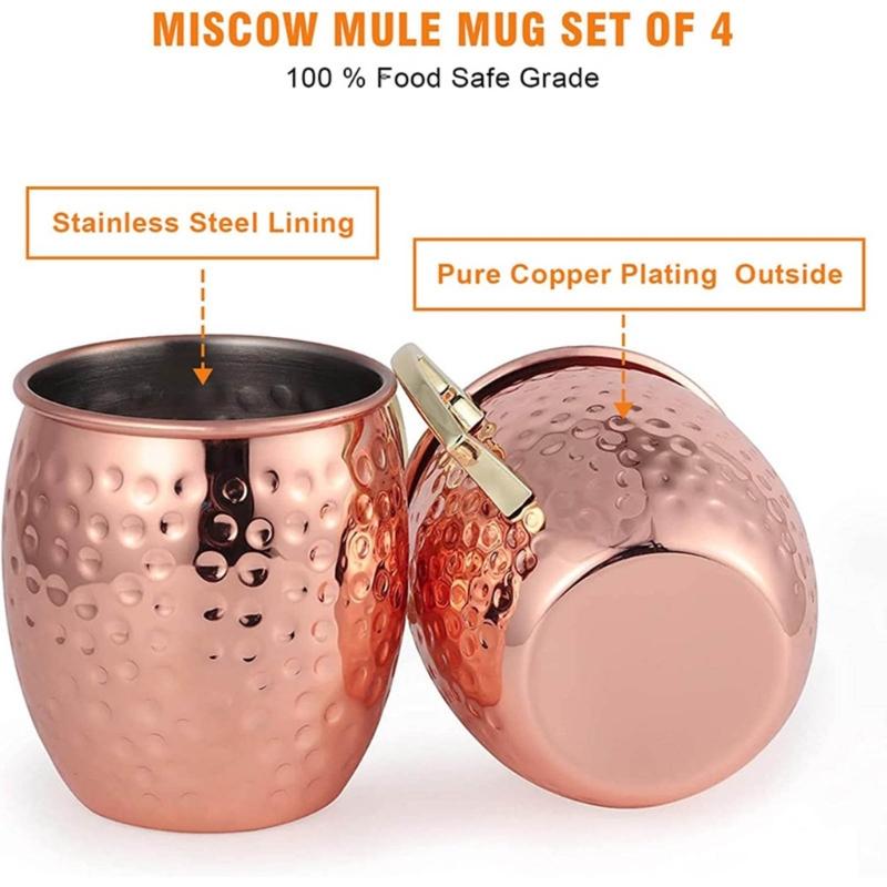 Moscow Mules Glass Stainless Steel Coppers-Plated Hammer Point Beer Glass European American Bar Cocktails Glass Drum Cup