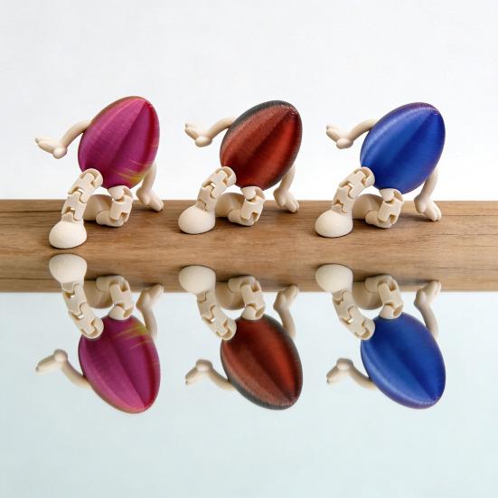 Easter Egg Figurine with Articulated Legs 3D Printed Movable Joints Rabbit Ear Egg Fidget Toy Holiday Party Decoration Ornament