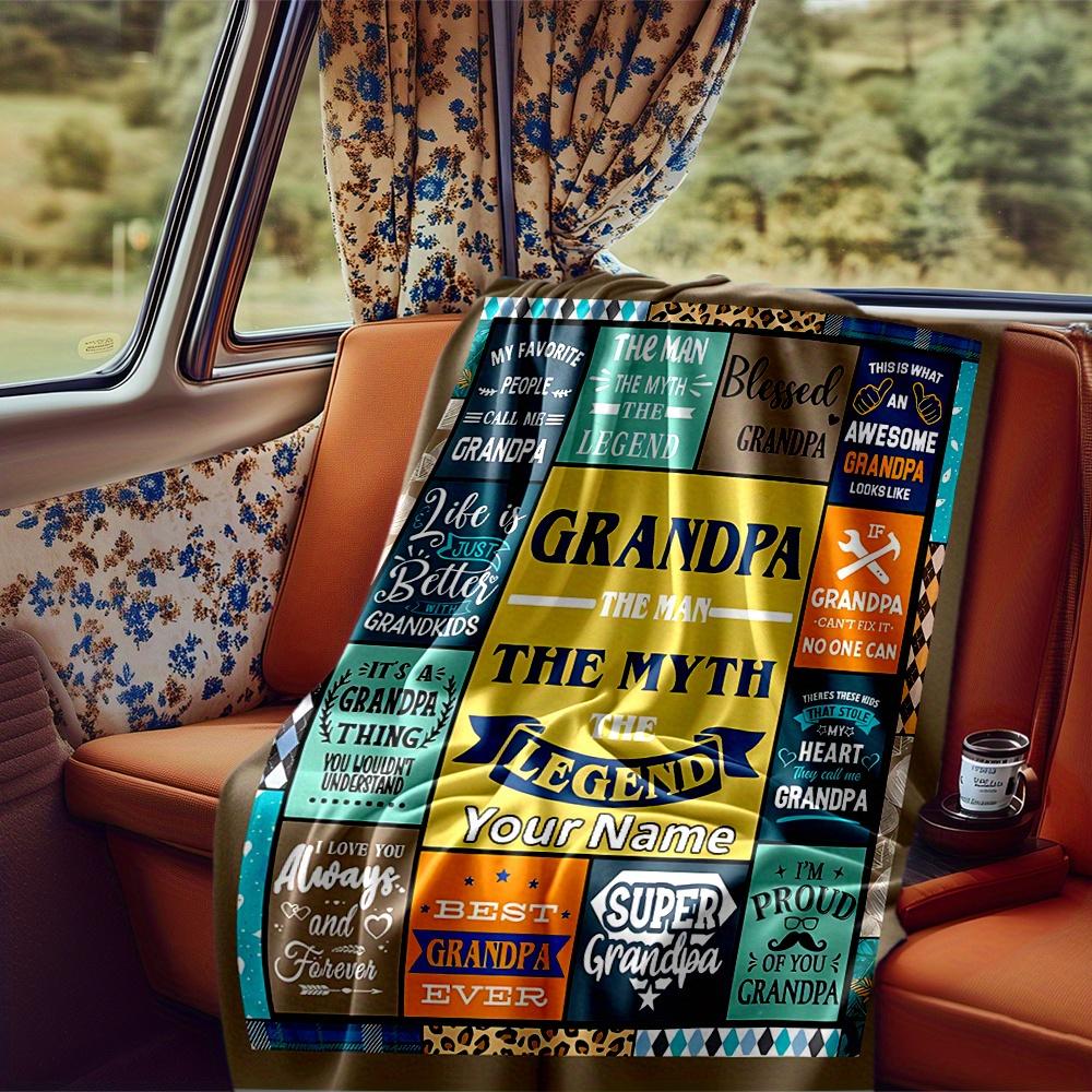 Grandpa Blanket Personalized Name Soft Comfortable Stylish Blanket Car Blanket Perfect For Travel Camping Outdoor Home Suitable For All Seasons