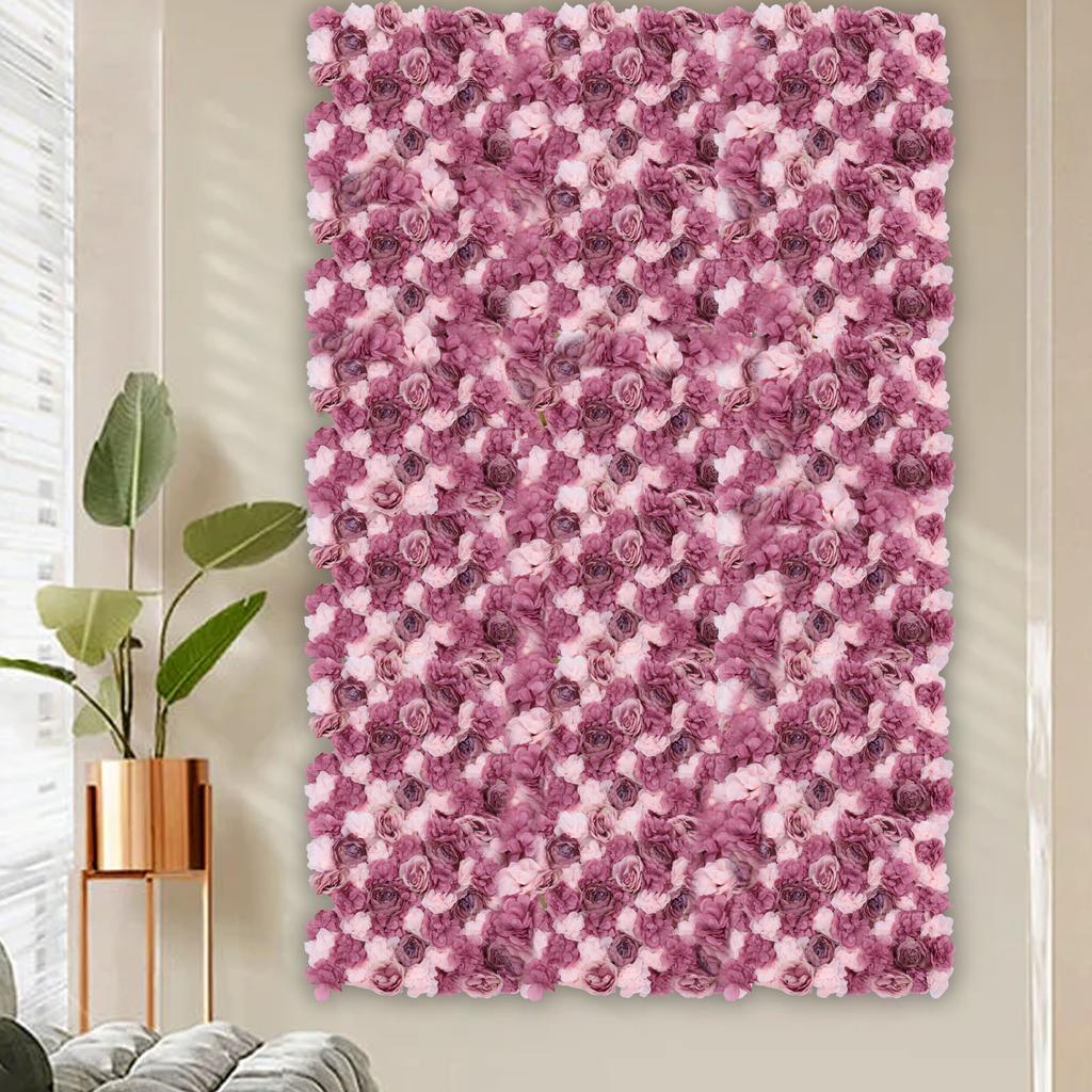 6 Pack Artificial Flower Wall Panel, Silk Rose Flower Wall Decor, 24x16 Inches, Fake Flower Backdrop for Wedding, Party, Church