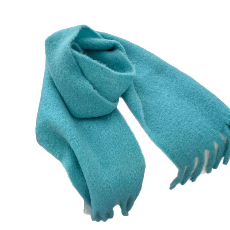 Autumn and Winter New Glacier Blue Mohair Scarf, Cold Korean Atmosphere, High Sense, Including Simple Scarf Couple