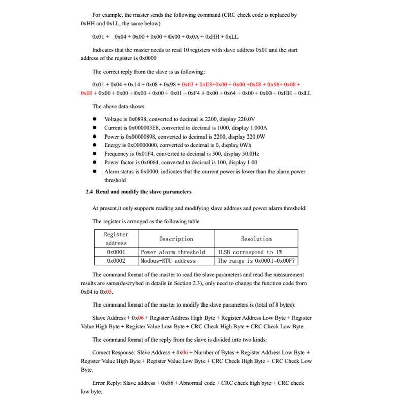 PZEM-004T Communication Module TTL Modbus-RTU AC Single Phase 100A Measure AC Voltage Current High Precision Durable