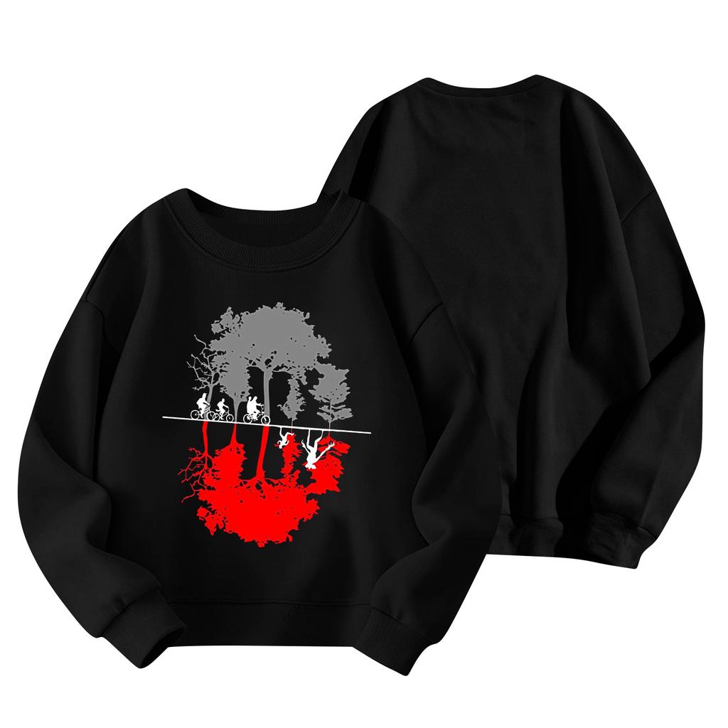 Dziecięca bluza z kapturem dla chłopców i dziewcząt, modna, z nadrukiem, z długim rękawem, 3-14 lat