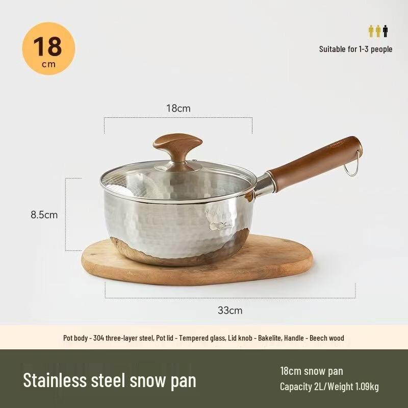 

ZISIZ 18CM 3-Layer Stainless Steel Yukihira Pot
