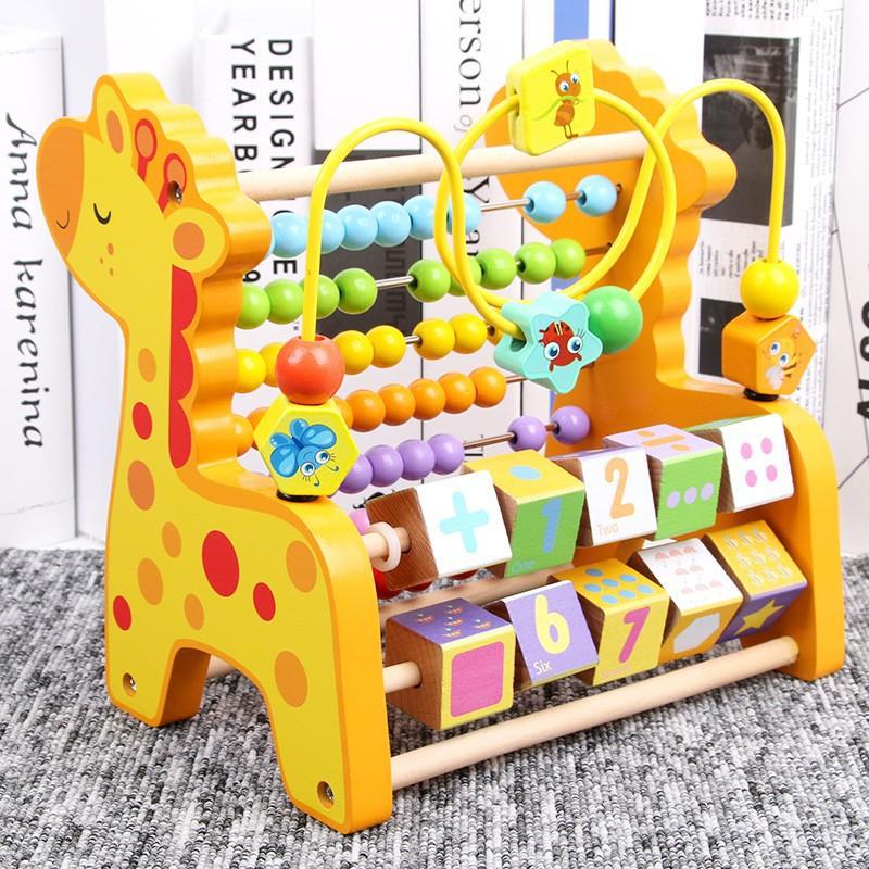 Wooden Children Beaded Around Beads Toys Early Education Building Block Calculation Rack 1 Year Old 3 Girls Educational Enlightenment Education