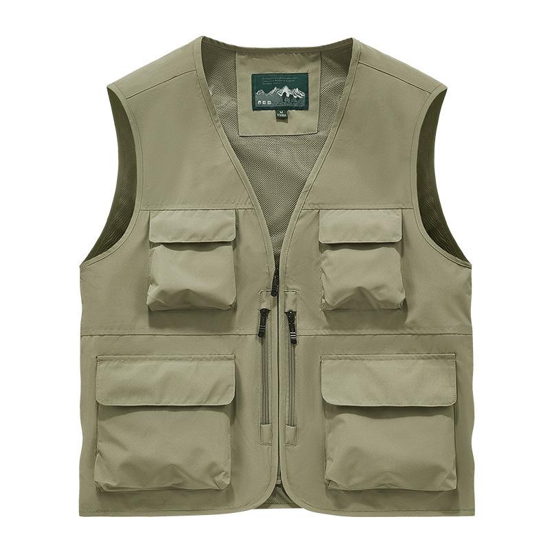Photographer waterproof vest, sleeveless outdoor new multi-pocket quick-drying fishing vest, men's thin mountaineering