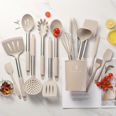 Ruiming 14-Piece Non-Stick Silicone Kitchen Utensil Set with Stainless Steel Handles