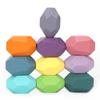 12 Pcs Colorful Wooden Rock Balancing Blocks Parent Child Interaction Educational Puzzle Toys