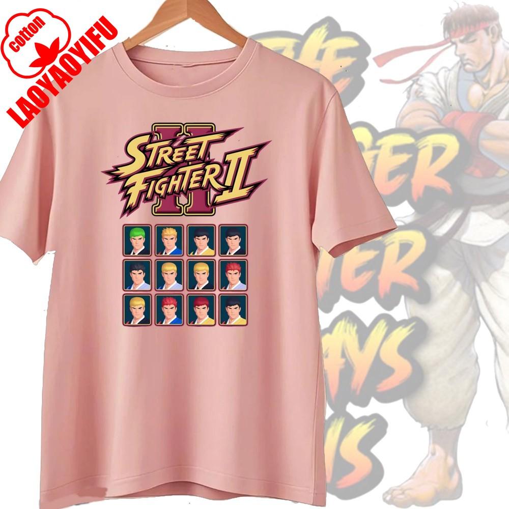 Street Fighter Chun-Li Ryu Printed Y2K New Couple Cotton T-Shirts Men Women Streetwear Casual Harajuku Retro Unisex Tee Top