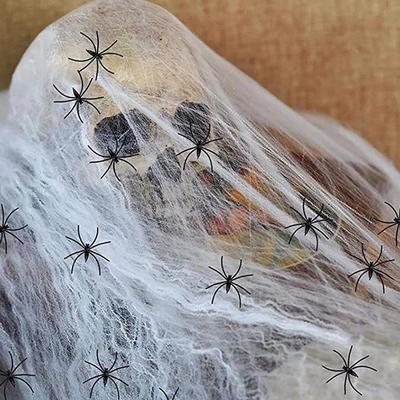 Spinnennetz und Seide Set: 120g + 20 Stück/50 Stück für Spukhaus und Halloween-Dekoration