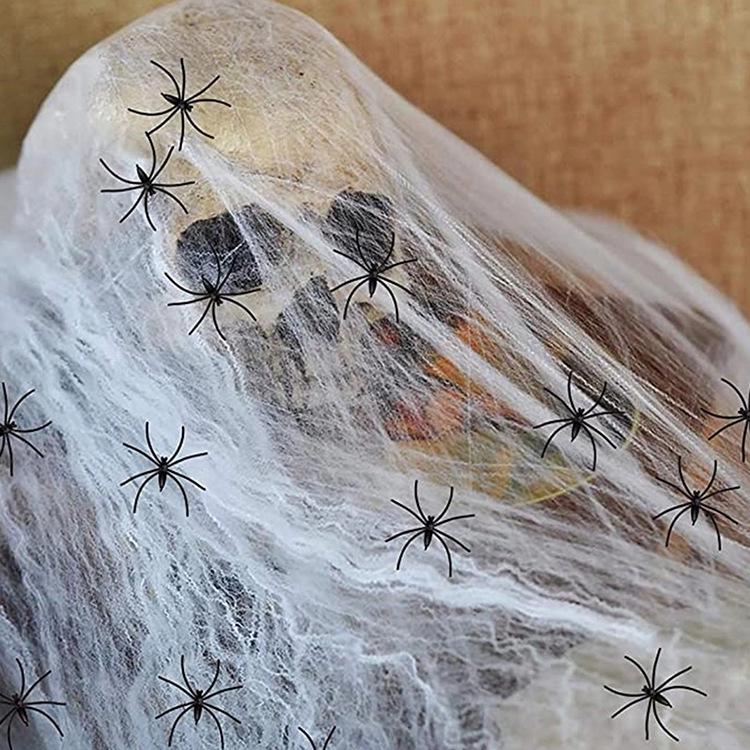 Spider Web and Silk Set: 120g + 20pcs/50pcs for Haunted House and Halloween Decor 120g + 20pcs spiders