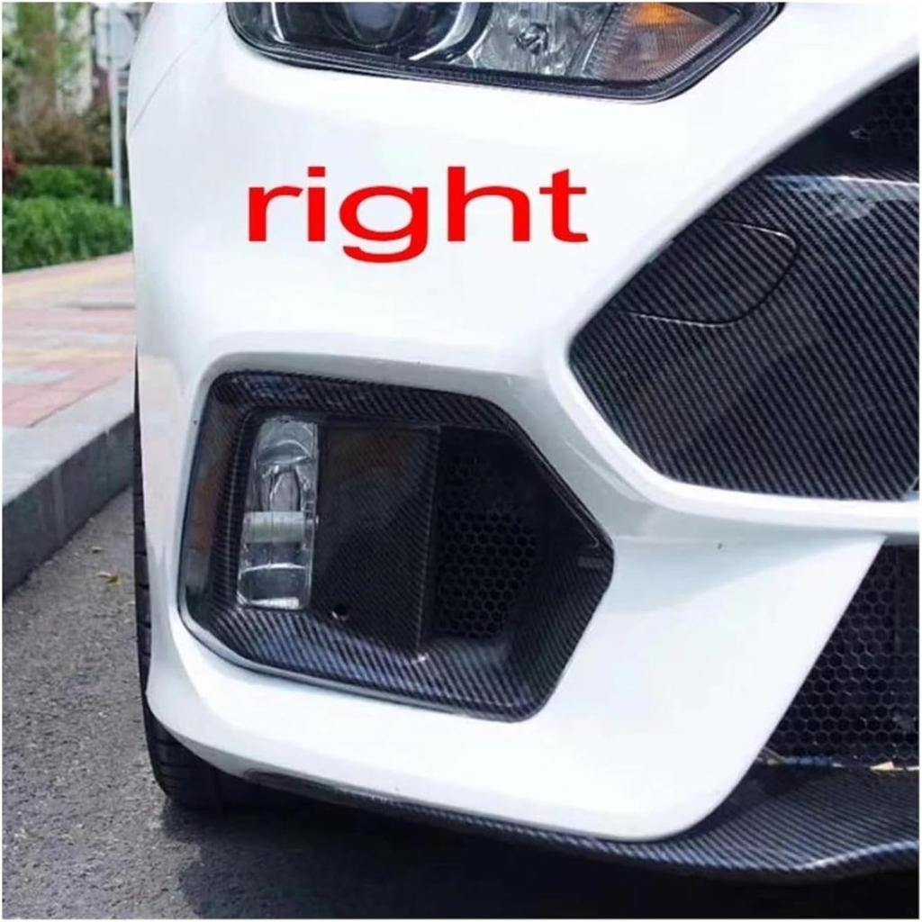 Compatible For Ford Focus RS 2015 2016 2017 2018 Car Exterior Accessories Fog Lights Frame Fogs Lamp Cover Grille Carbon Fiber Look(1PCS right side)