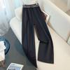 Women's Elastic Waist Wide-Leg Cropped Pants
