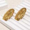 MamacitaSlay 316L Stainless Steel Oval Shaped Flower Stud Earrings 18K Gold Plated Waterproof Jewelry Women's Elegant Earrings