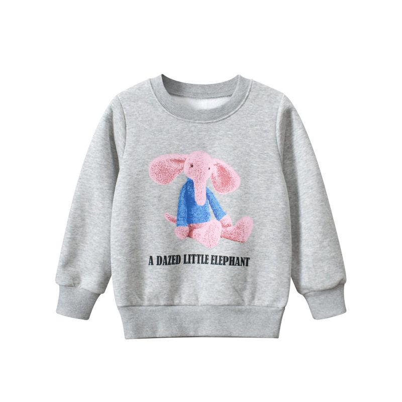 27home Autumn and Winter Children s Elephant Brushed Hoody Light gray 110