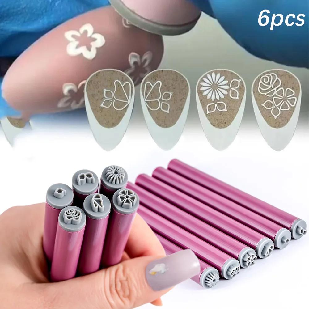 

4/6/15pcs Nail Art Flowers&Butterfly Stamp Pen Set for Nail Assorted Patterns DIY Art Stamping Tool for Women Beauty Accessories
