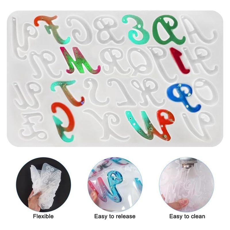 AEE4-Letter Keychain Mold With Holes, Large Letter Mold Resin For Epoxy Resin And Accessories For Keychain Making