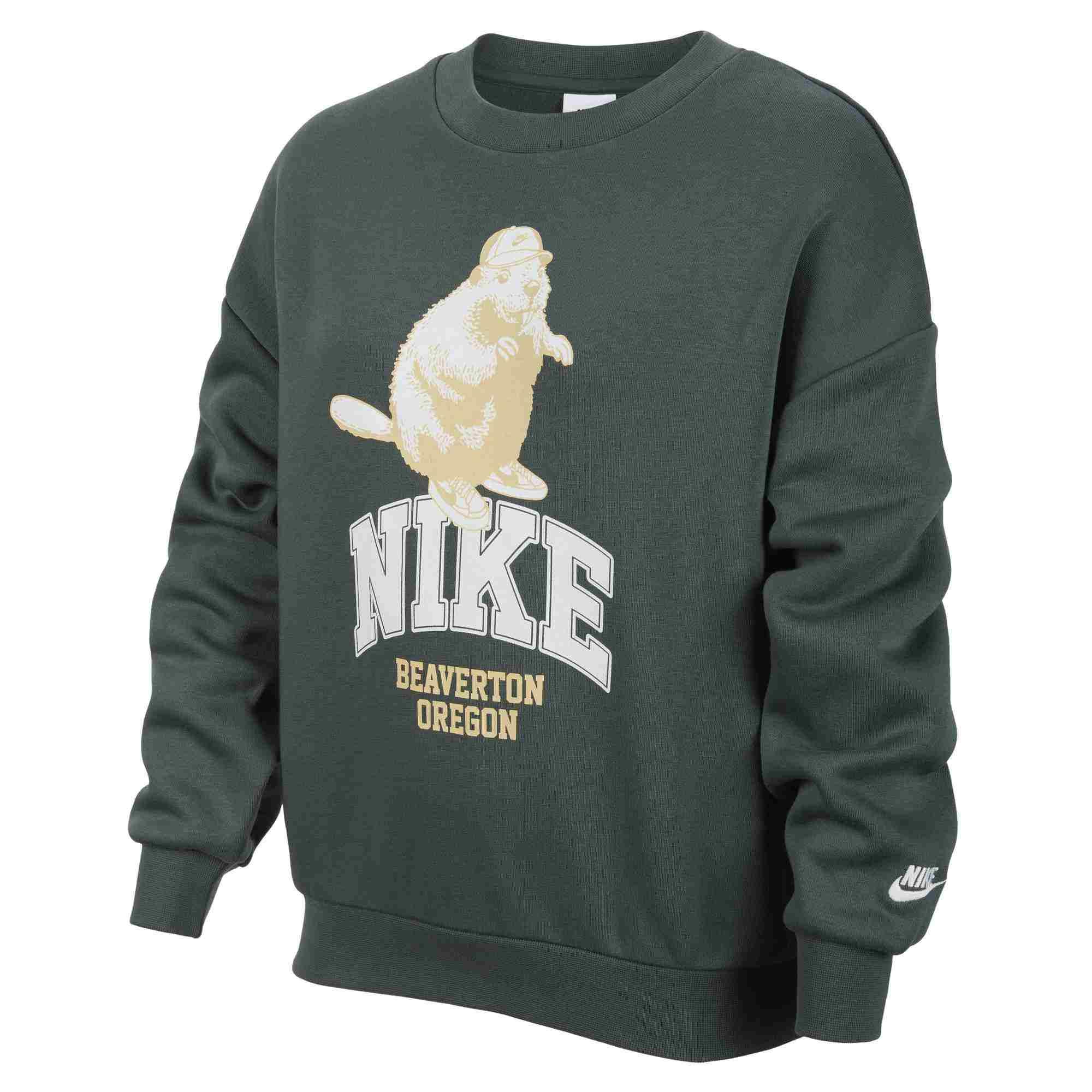 Nike Sportswear Club Fleece Crew Neck Sweatshirt Vintage Green HV1746-338 (Big Kids) S