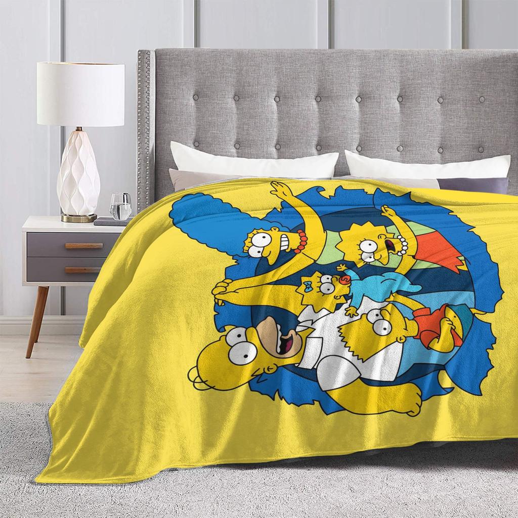 Funny The S-Simpsons Cartoon Blanket Fleece Spring Autumn Portable Lightweight Thin Throw Blanket for Bed Car Quilt