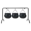 3 Pcs Witches Cauldron Serving Bowls on Rack Halloween Party Decorations Hanging Black Cauldron Bowls for Kitchen