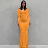 Kardashian skims abito da donna europeo e americano abito lungo casual vestibilità aderente manica lunga abito da casa
