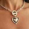 1 Pezzo Moda Squisito Collana Girocollo a Catena O da Donna Collana con Ciondolo Geometrico Irregolare a Forma di Cuore Gioielli Y2K Quotidiani da Festa