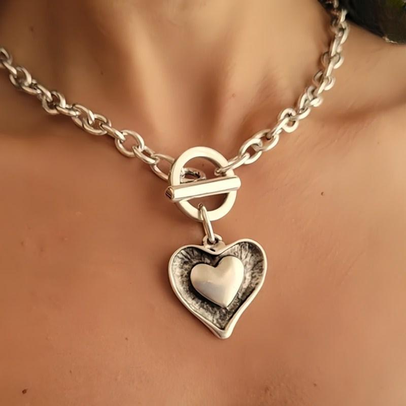 1 Pezzo Moda Squisito Collana Girocollo a Catena O da Donna Collana con Ciondolo Geometrico Irregolare a Forma di Cuore Gioielli Y2K Quotidiani da Festa