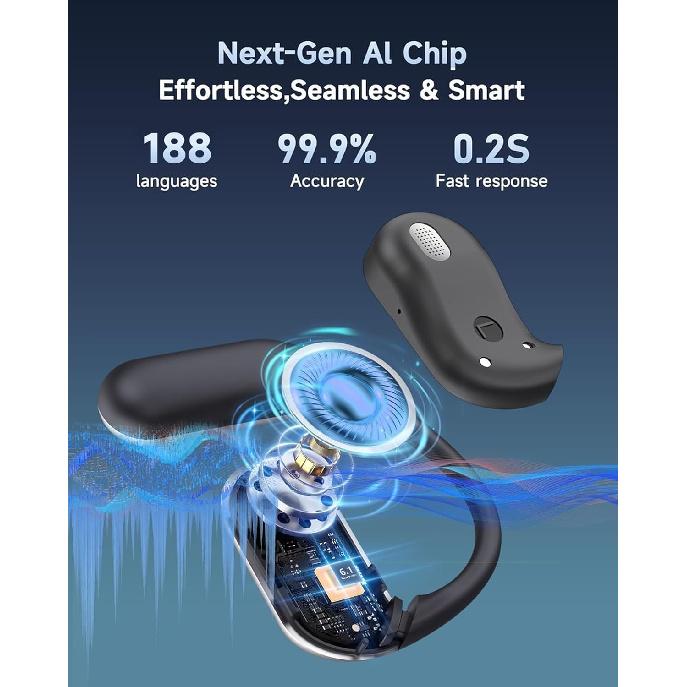 AI Translation Earbuds Real Time,188 Language Translator Earbuds,Bluetooth 6.1 Audifonos Traductores Inglés Español,OWS 4-in-1 Translation